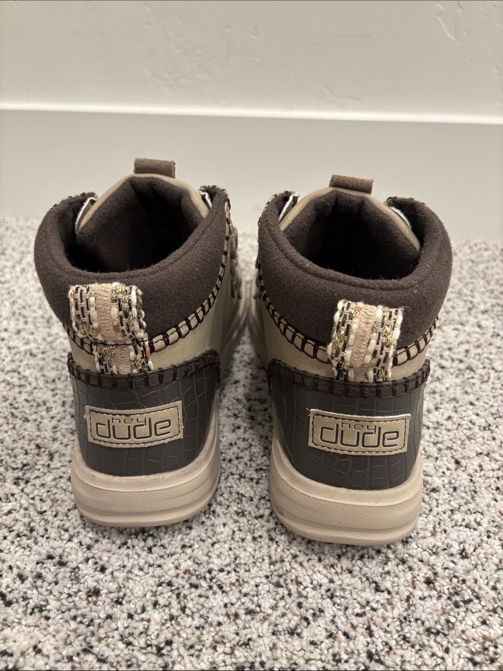 Hey Dude womens beige and brown boots, size 9 - Picture 2 of 4